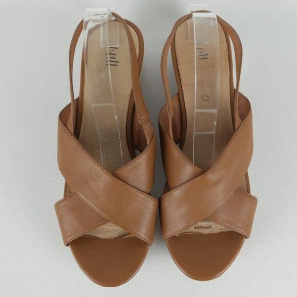 J. Jill Women's Size 9.5 Tan Leather Platform Slingback Open Toe Sandals - Picture 5 of 8